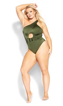 Plus Size One Shoulder Swimwear