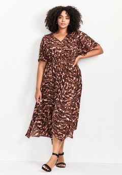 Aimee Sateen Flutter Sleeve Dress