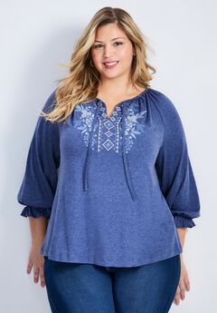 Brie Embroidered Neckline Top