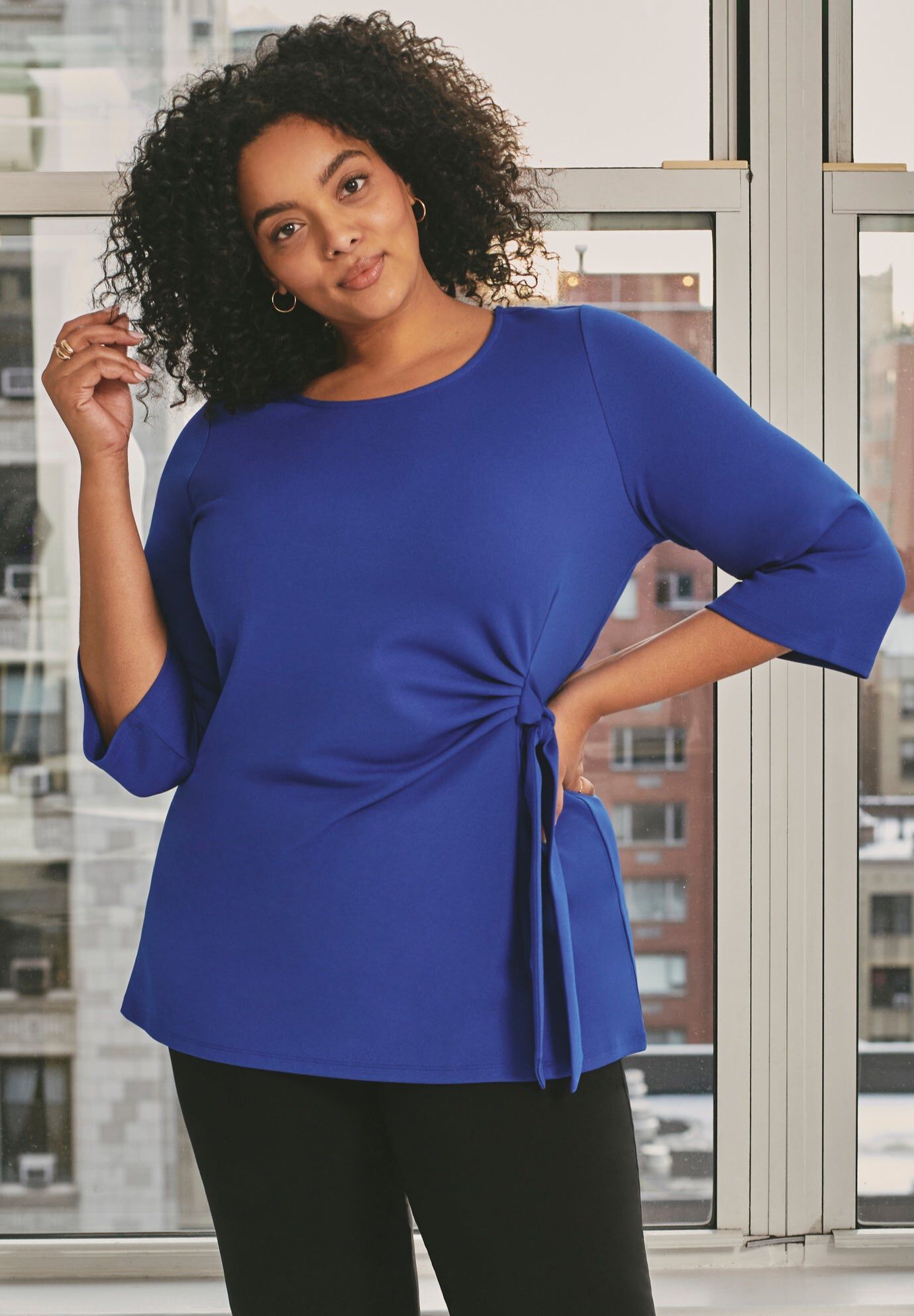 Tie Detail Tunic, DARK SAPPHIRE, hi-res image number 0