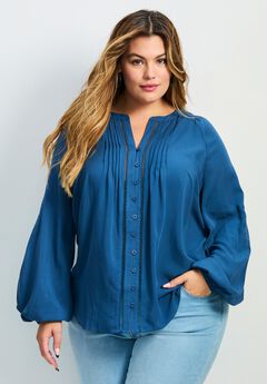 Gabby Embroidered Pintuck Shirt