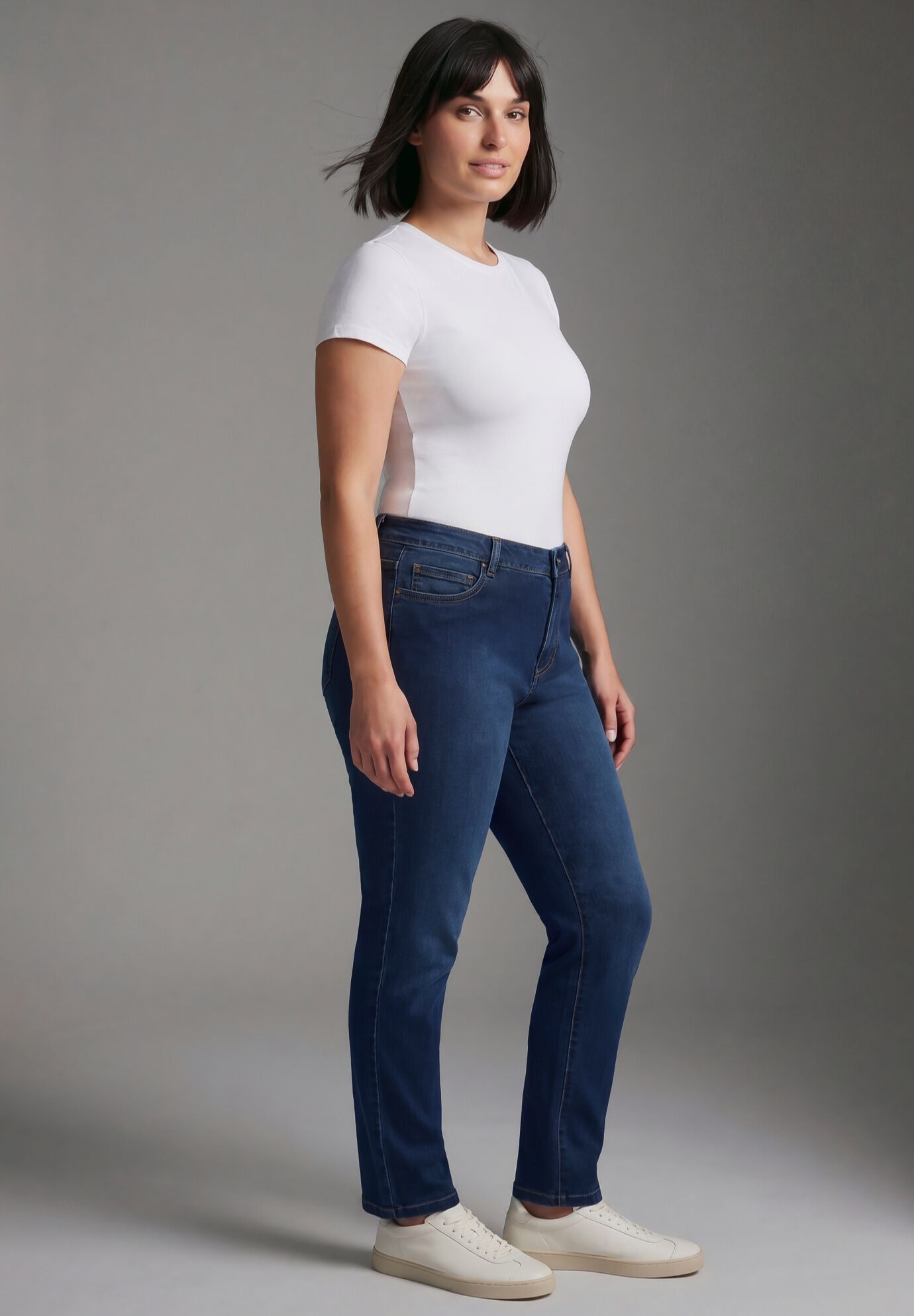 Butter Denim Curvy Straight Leg Jean, MEDIUM WASH, on-hover image number 1