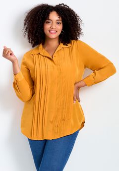 Pleated Button Down Shirt