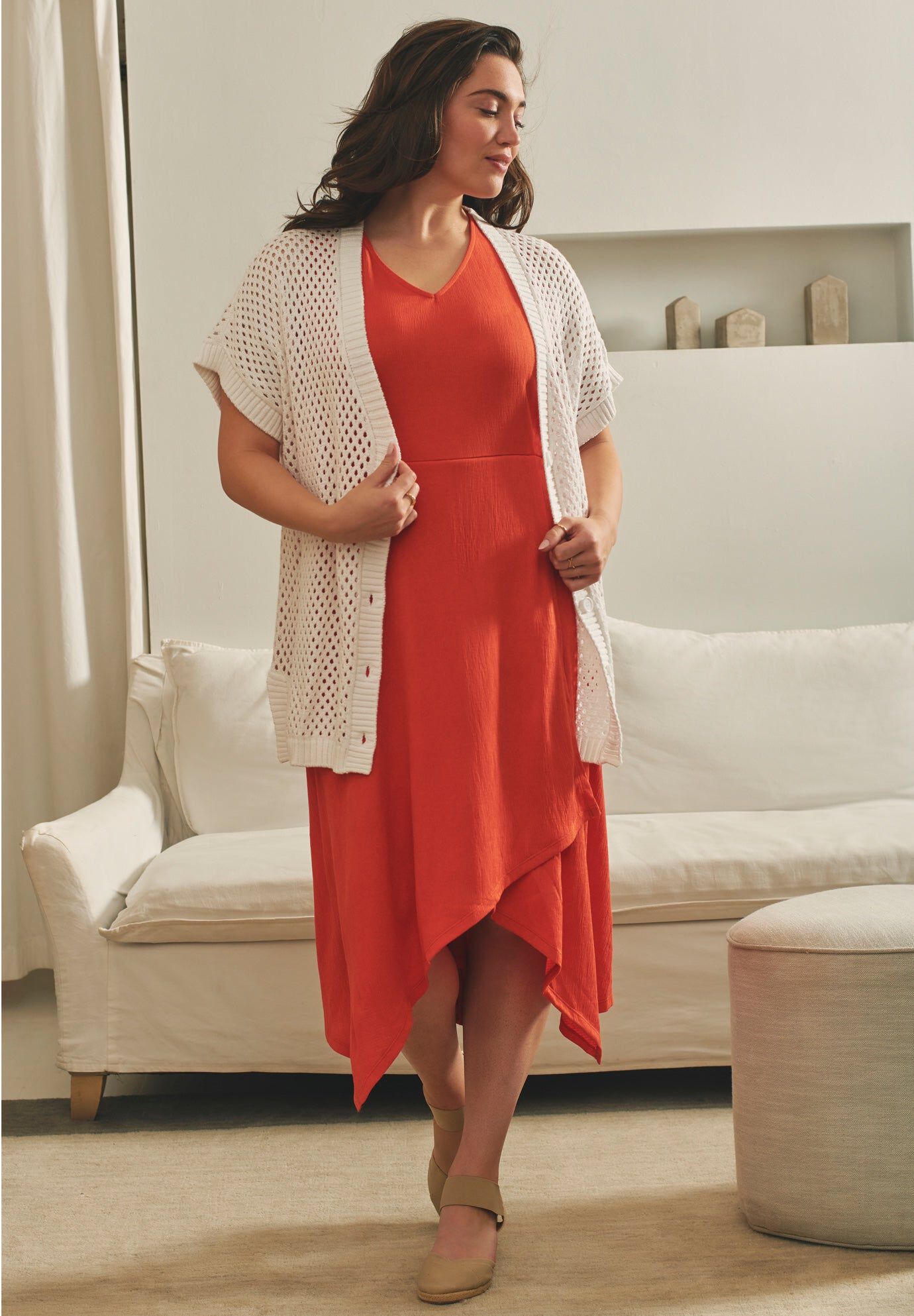 Short Sleeve Button Front Cardigan, WHITE, hi-res image number 0