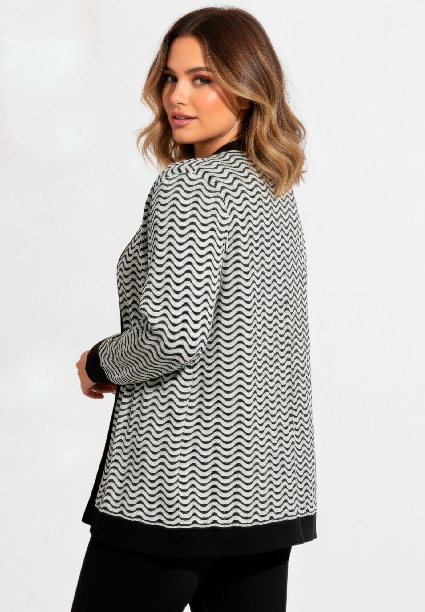 Poet Sleeve Open Cardigan Sweater, NEUTRAL WAVE, alternate image number 3