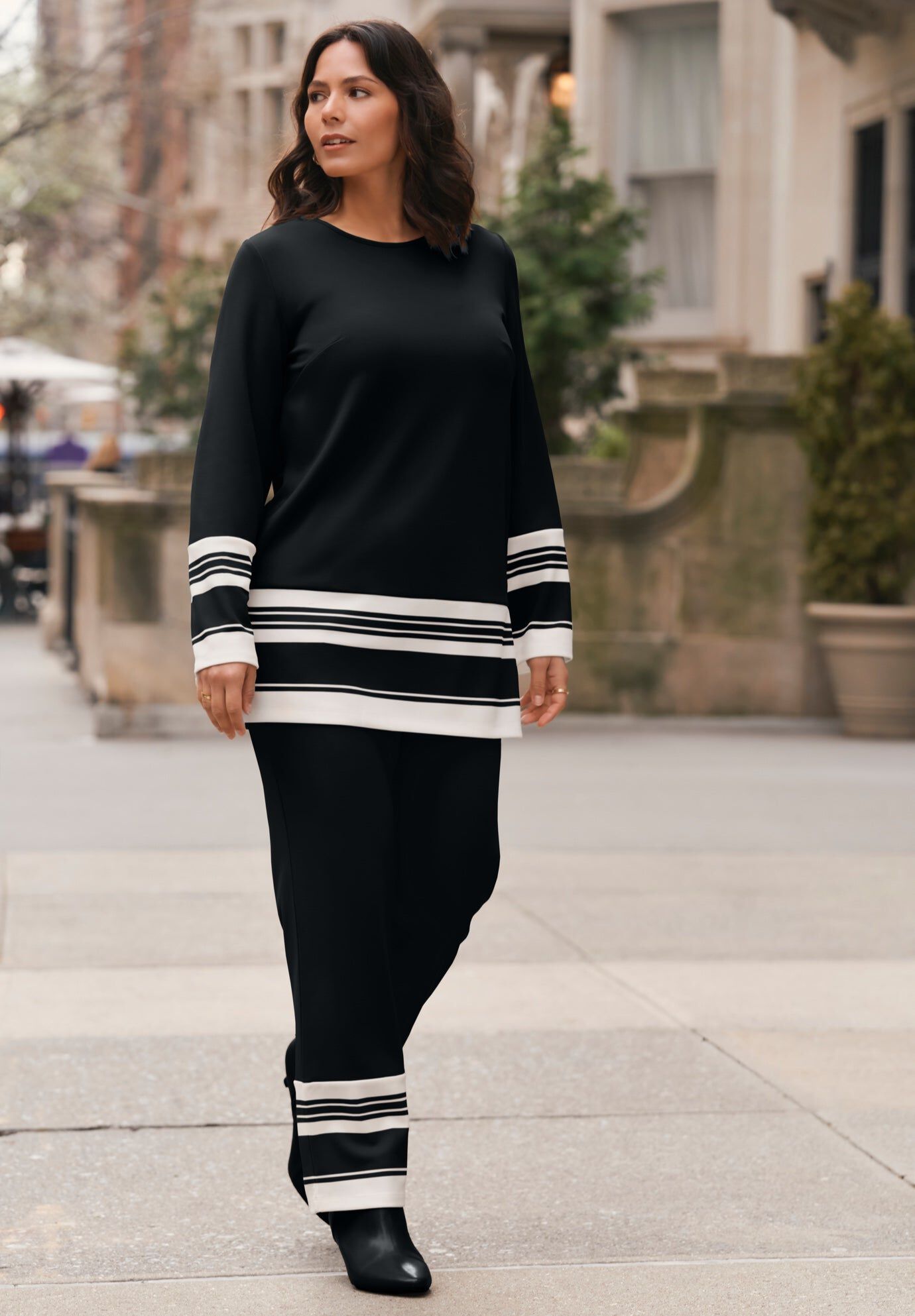 Border Stripe Tunic, BLACK STRIPE, hi-res image number 0