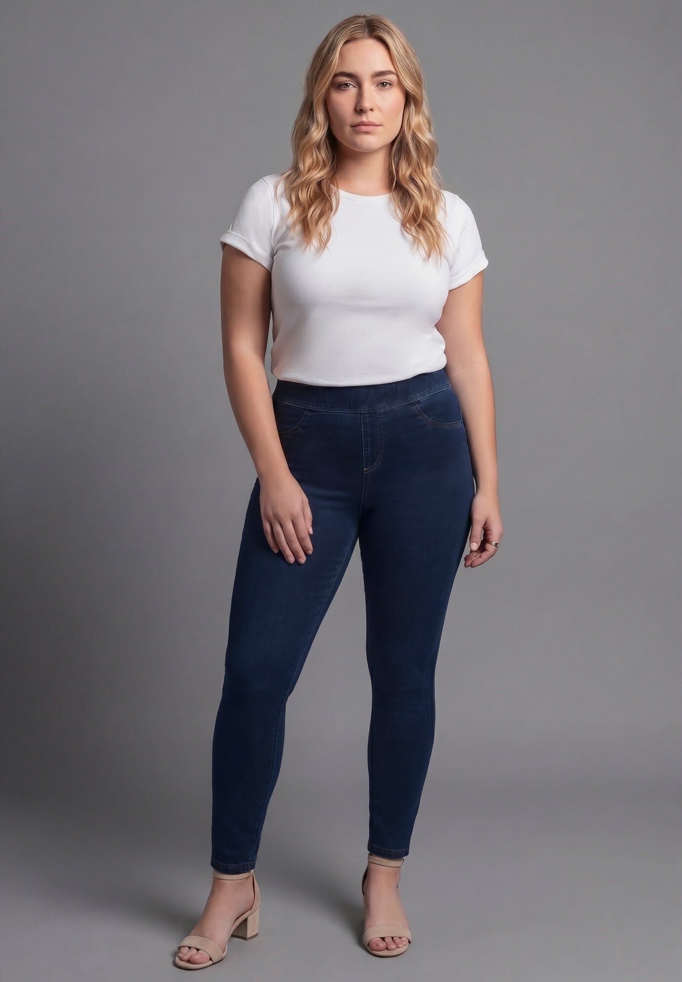 Gabrielle Knit Denim Legging, DARK WASH, hi-res image number 0