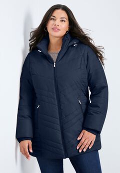 Triple Chevron Hooded Puffer Jacket