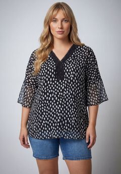 Crochet Trim Caftan Top