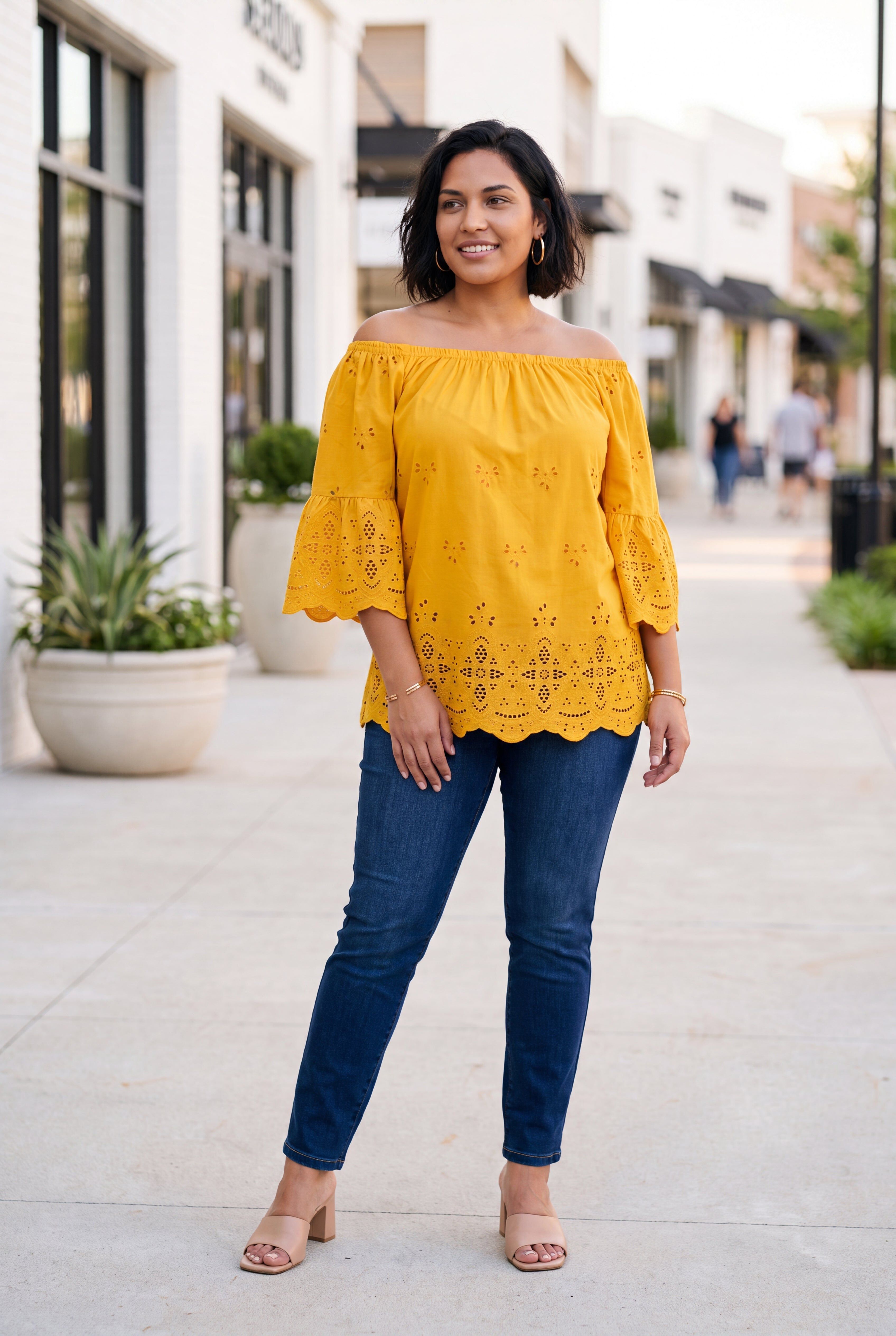 Convertible Eyelet Tunic, SUNSET YELLOW, hi-res image number 0