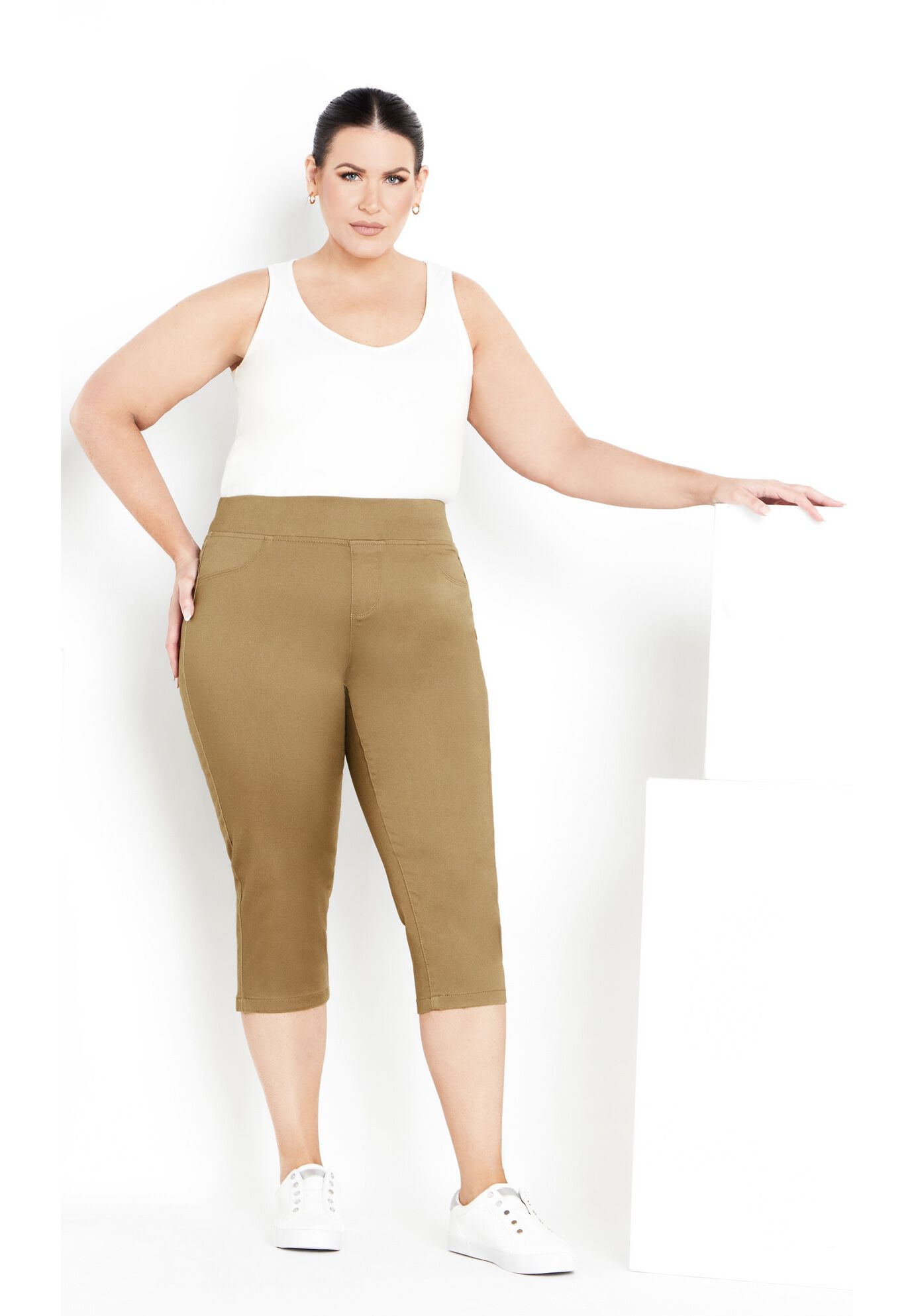Butter Denim Pull On Crop Jean, KHAKI, alternate image number 5