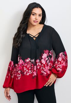 Tamlyn Lace Up Print Top