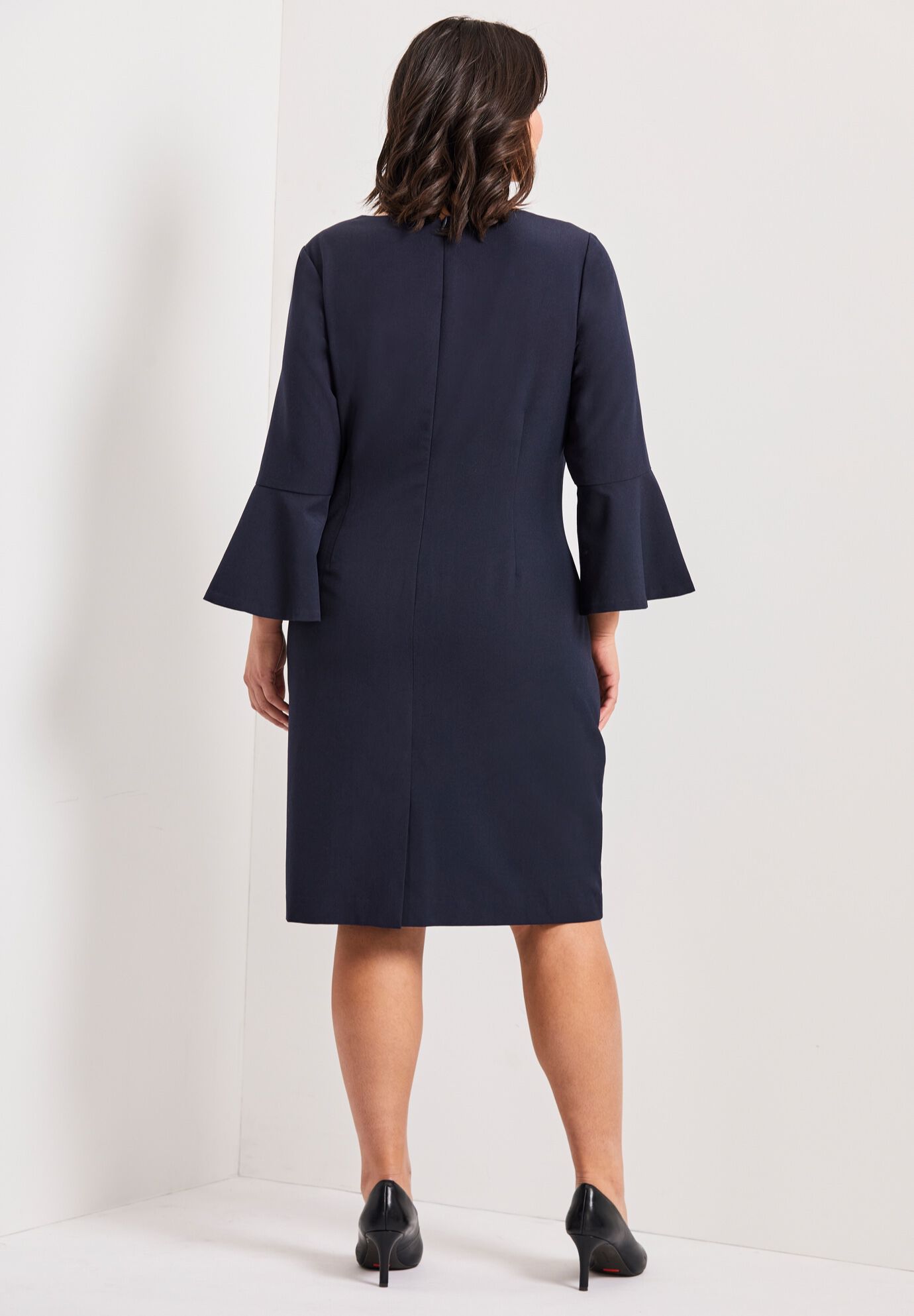 Cool Hand Bell Sleeve Dress, NAVY, alternate image number 3