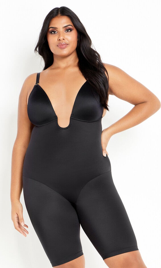 Smooth & Chic Plunge Bodyshaper - black, BLACK, alternate image number null