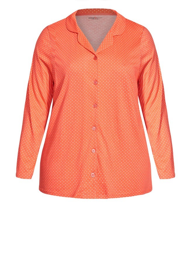 Button Print Sleep Top, PEACH SPOT, alternate image number null
