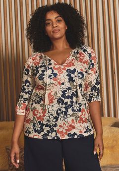 Knit Gauze Peasant Tunic