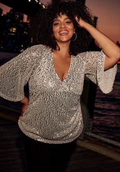 Faux Wrap Sequin Top
