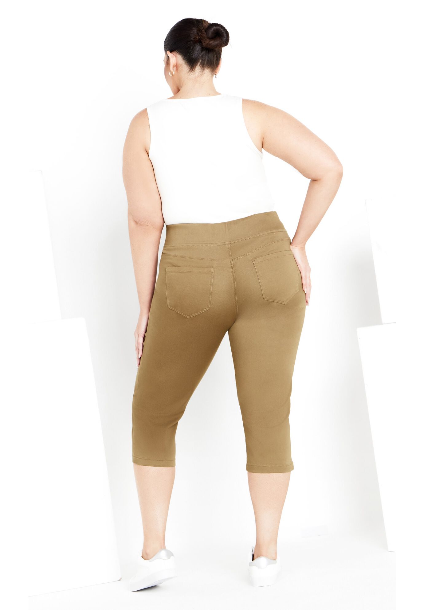 Butter Denim Pull On Crop Jean, KHAKI, alternate image number 2