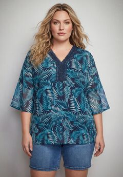 Crochet Trim Caftan Top