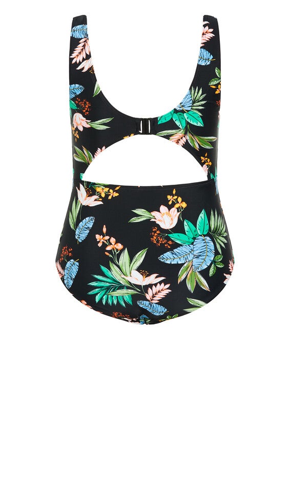 Izzy Print 1 Piece - tropical foliage, GREY, alternate image number 5