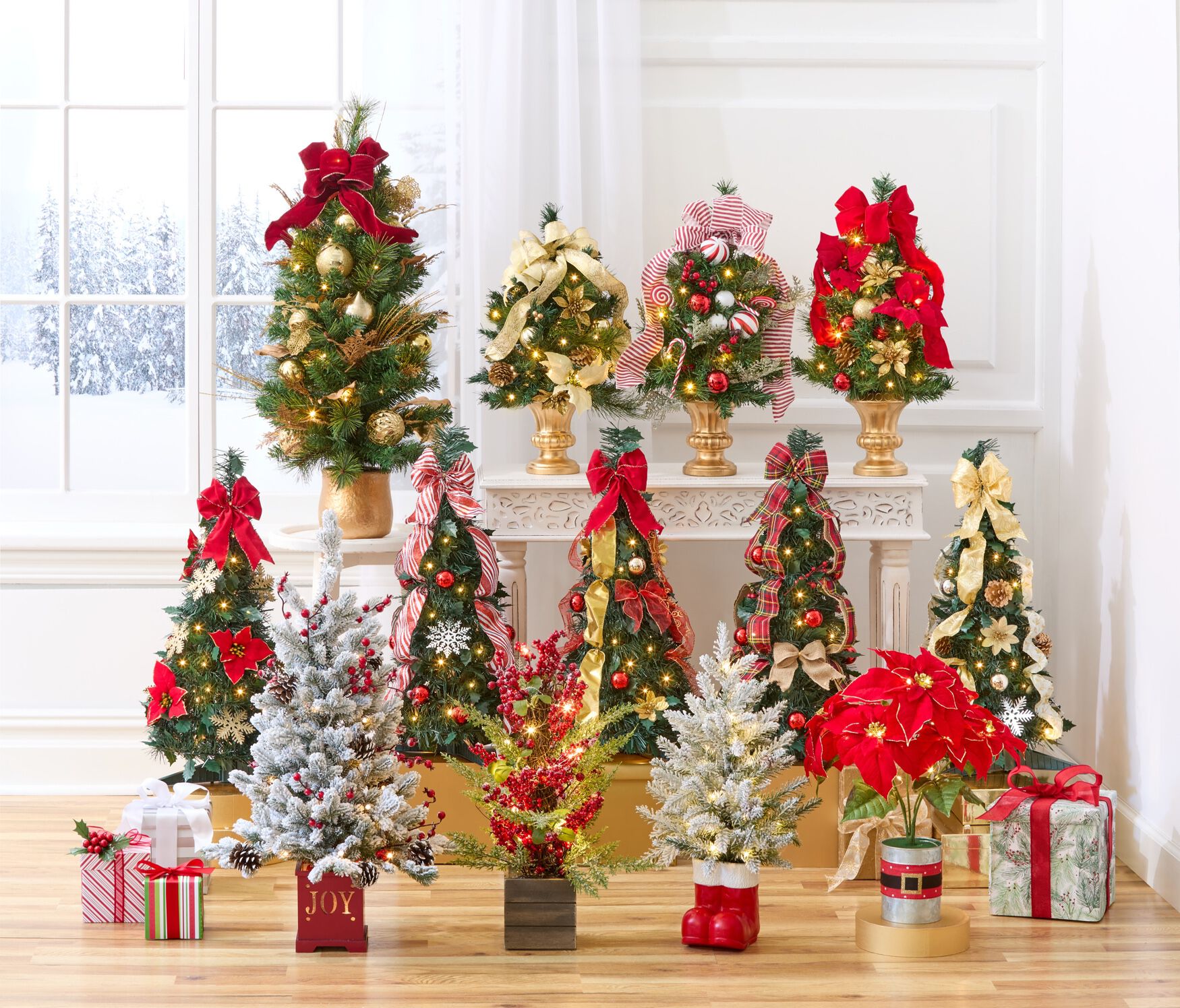 Pre-Lit Tabletop Trees, POINSETTIA, on-hover image number 1