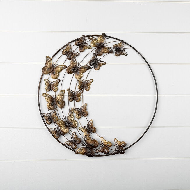 Metal Butterfly Wall Art 18 inchesD, BRONZE, alternate image number null