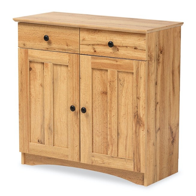 Lauren Wood 2-Door Buffet Kitchen Cabinet Furniture, OAK BROWN BLACK, hi-res image number null