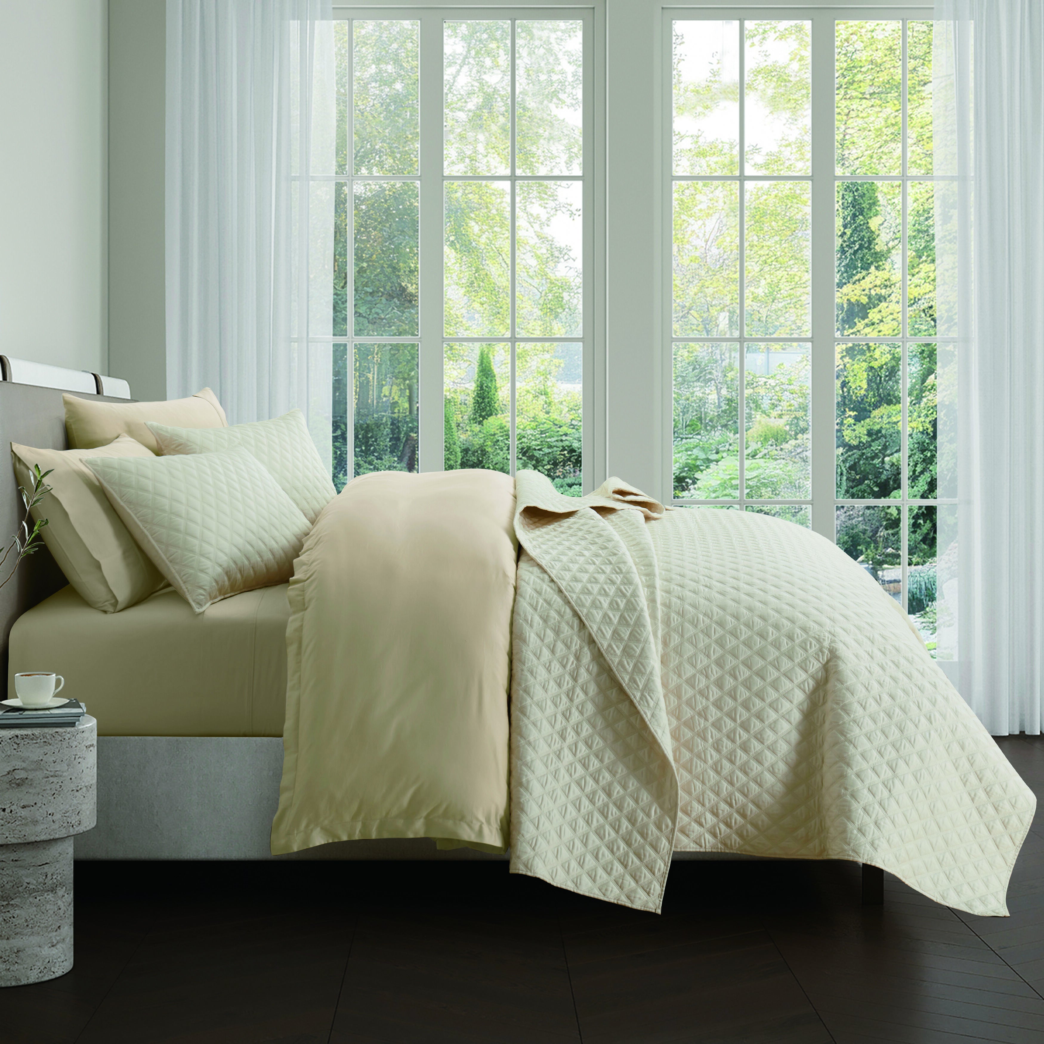 PREMIER SATEEN FULL/QUEEN 3PC. QUILT SET, PARCHMENT, alternate image number 2