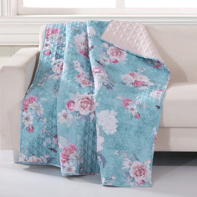 Avril Quilted Throw Blanket, TURQUOISE BLUE, hi-res image number null