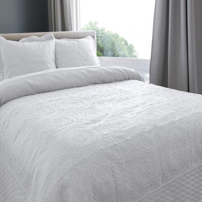 Embroidered Oversized Scalloped Edge Quilt Set, , on-hover image number 1