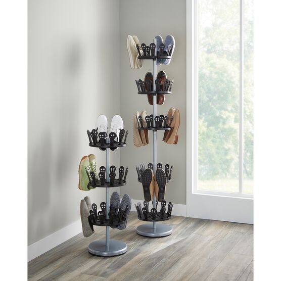 5-Tier Revolving Shoe Rack, CHROME BLACK, hi-res image number null
