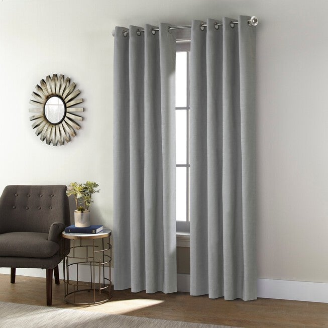 Thermaplus Shadow Indoor Single Grommet Curtain Panel, GREY, hi-res image number 0