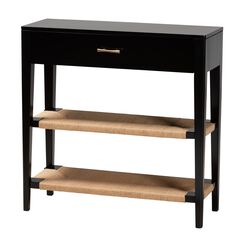 Freya Modern Bohemian Black Finished Bayur Wood 1-Drawer Console Table