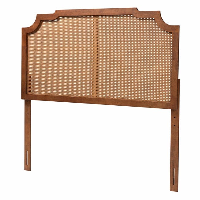 Fortuna Classic And Traditional Grey Fabric And Walnut Brown Finished Wood King Size Headboard, ASH WALNUT, hi-res image number null