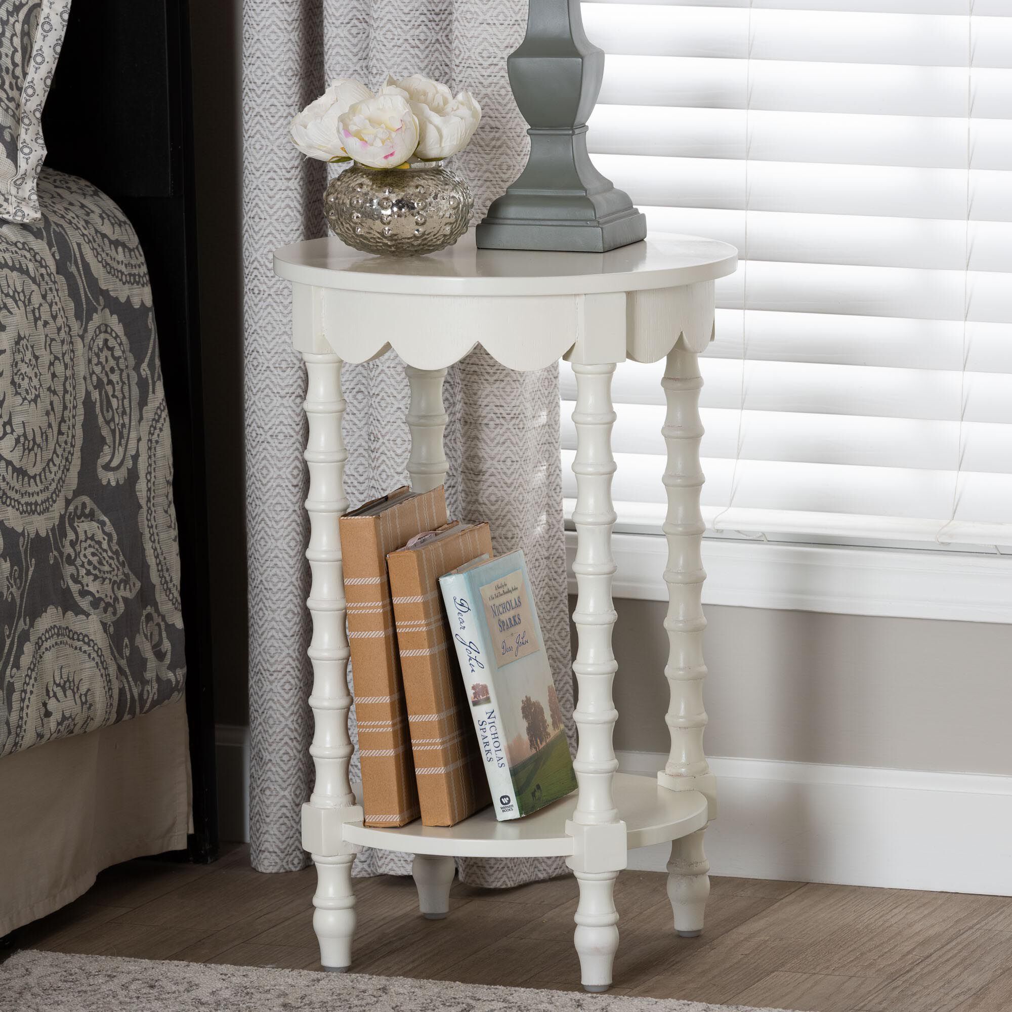 Sally Round Nightstand, WHITE, hi-res image number 0