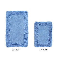 Shaggy Border Bath Rug Mat, 2 Pc Set (17" X 24" | 21" X 34")