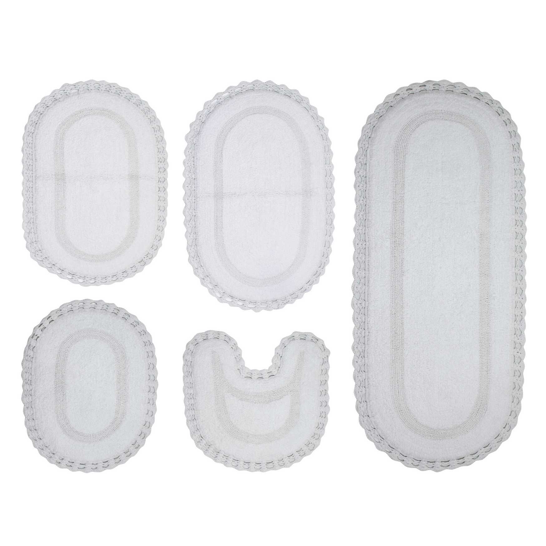 Hampton Crochet 5 Piece Bath Rug Collection, WHITE, hi-res image number 0