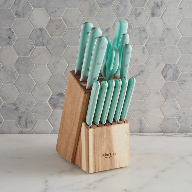 Martha Stewart 14-pc Cutlery Set, BLUE, hi-res image number null