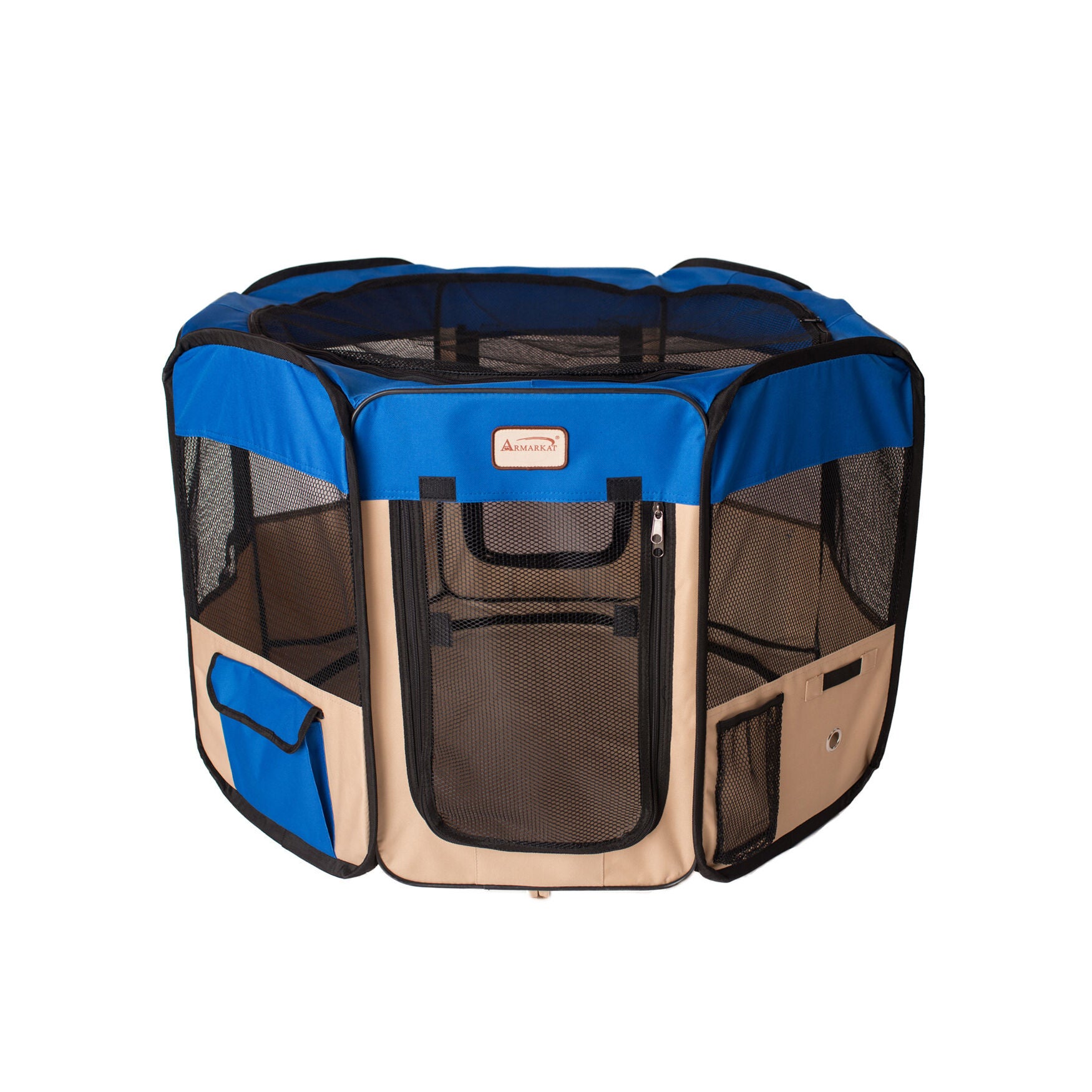 Portable Pet Dog Kitten Playpen In Blue And Beige Combo, , alternate image number 5