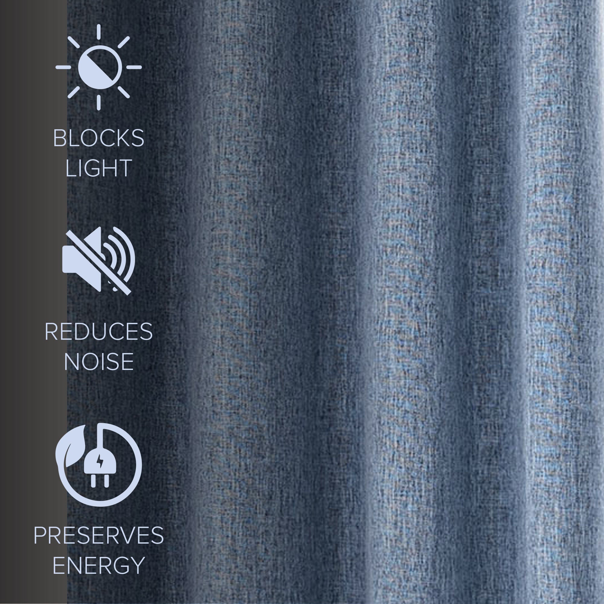 Linen Texture 100% Blackout Grommet Pair, HEATHER NAVY, alternate image number 4