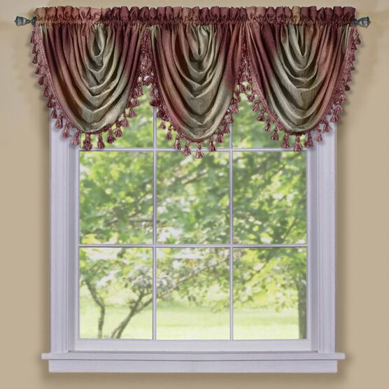 Ombre Waterfall Valance, BURGUNDY, hi-res image number null