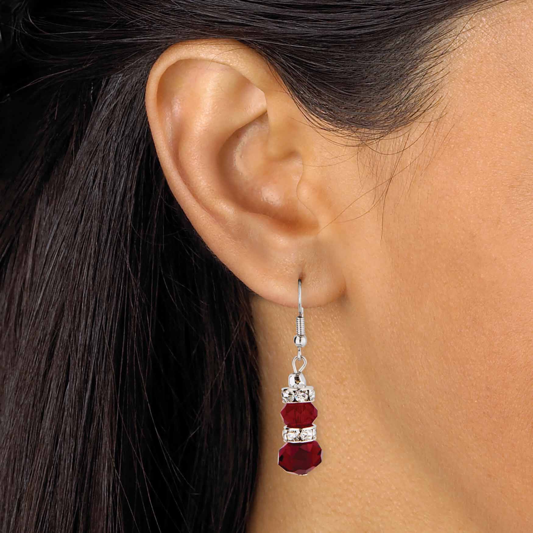 Silver Tone Graduated Necklace & Earring Set Simulated 18 inches plus 2 inches ext, , alternate image number 2