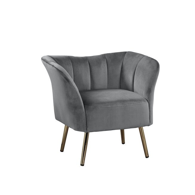 Accent Chair, GRAY VELVET GOLD, hi-res image number null