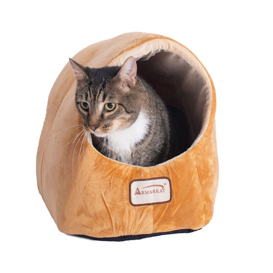 Cat Pet Small Dog Cave Shape Bed, Brown, BROWN IVORY, hi-res image number null