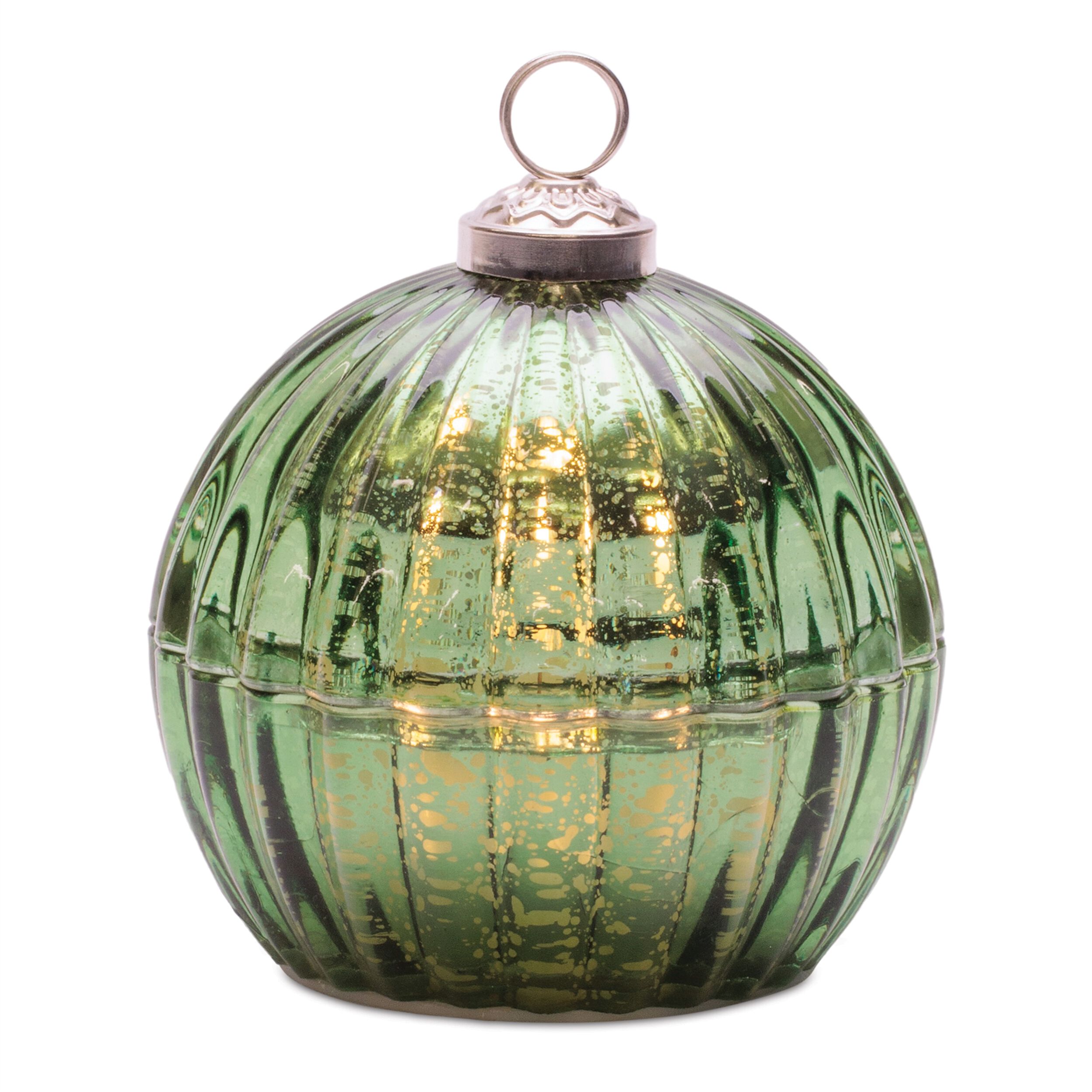 LED Candle Ornament 4 inchesD, GREEN, hi-res image number 0