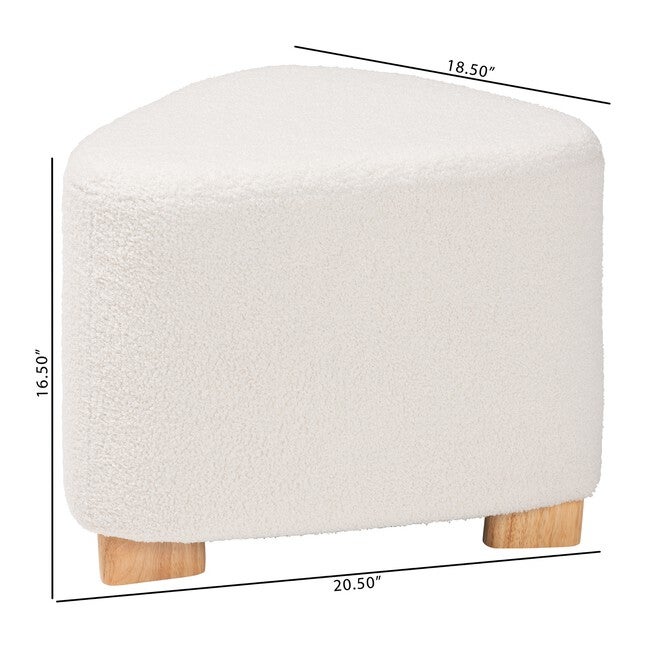 Brielle Modern And Contemporary Ivory Boucle Upholstered And Natural Brown Finished Wood Ottoman, , alternate image number null