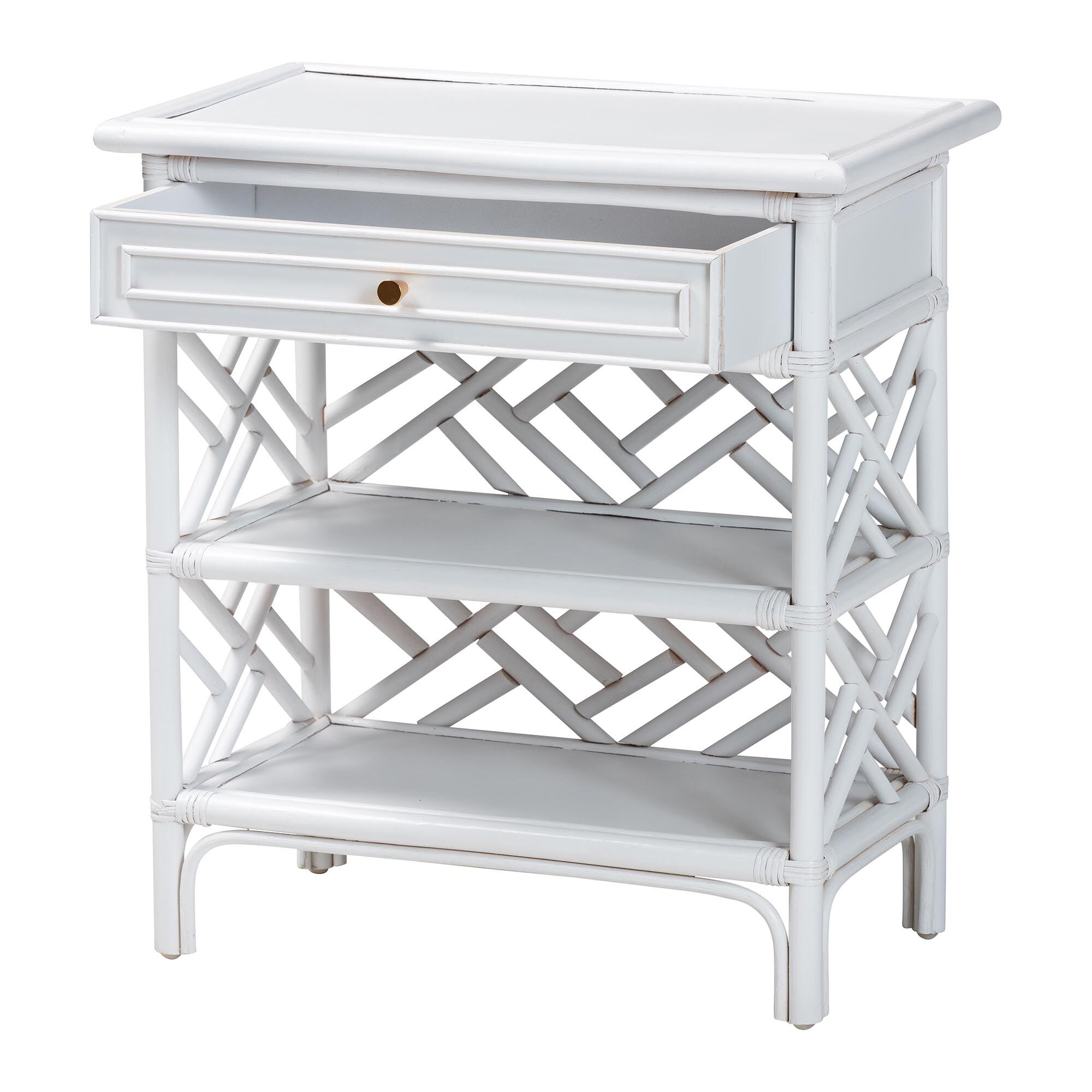 Tiaret Natural Rattan Nightstand, White, WHITE, alternate image number 2