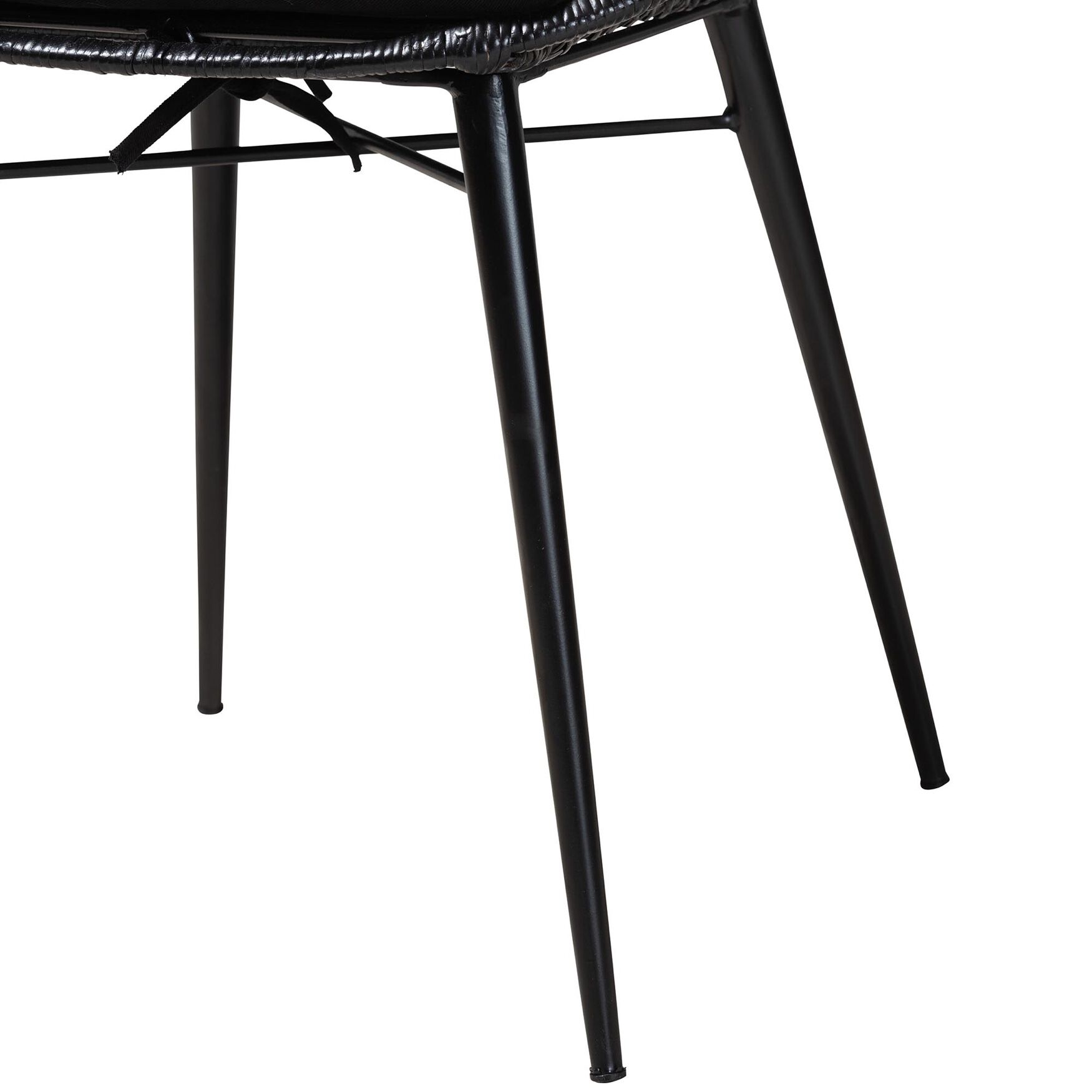 Brenna Modern Bohemian Greywashed Rattan And Black Metal Dining Chair, , alternate image number 11