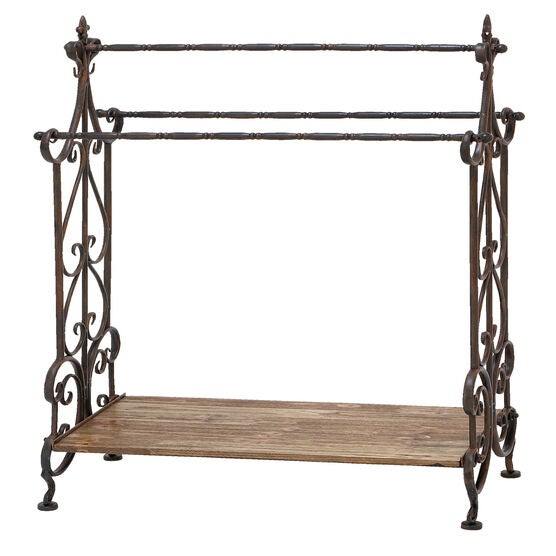 Black Vintage Metal Towel Rack, 41 x 28, BROWN, hi-res image number null