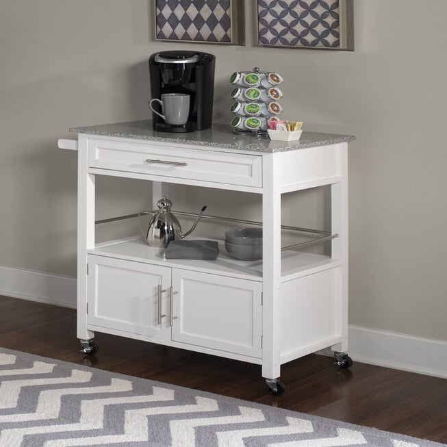 Cameron White Kitchen Cart With Granite Top, , alternate image number 11